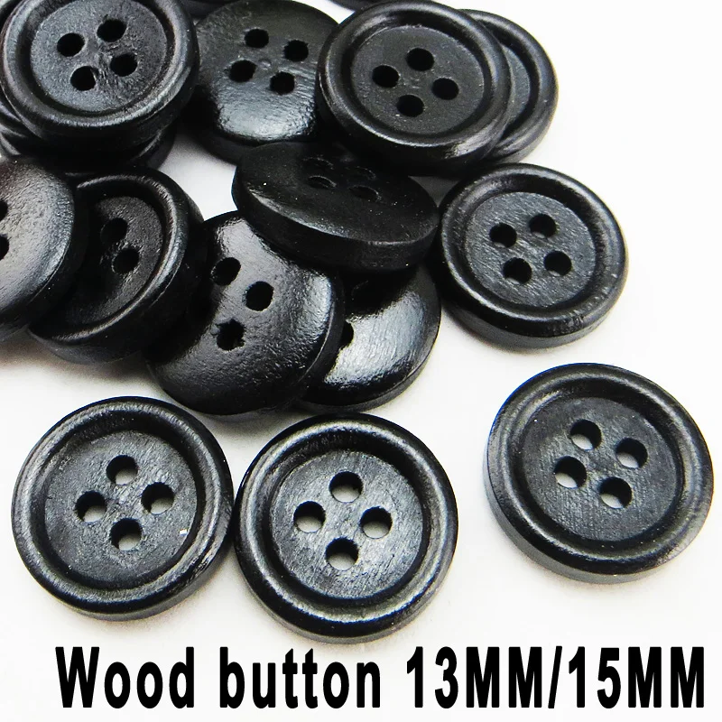 

100PCS Beautiful black wooden 13MM/ 15MM SHIRT buttons sewing clothes boots coat BUTTON accessory MCB-033K