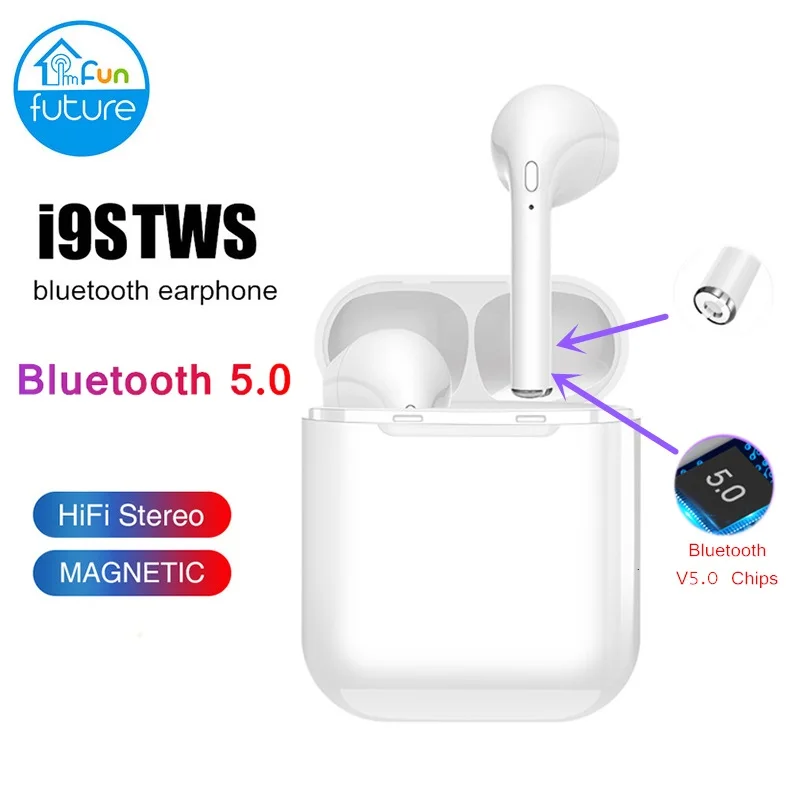 

2019 Hot Selling TWS Mini Wireless Bluetooth Earphone i9s headp headphone Headset With Charging Box For blutooth Smart phone