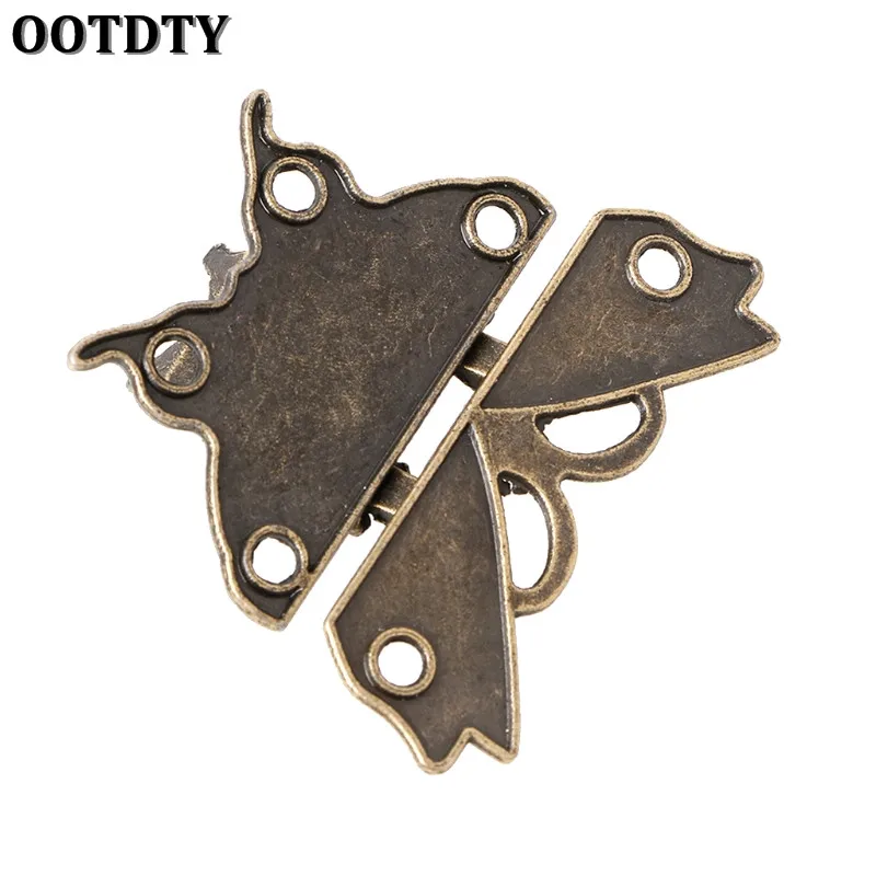 Beautiful Butterfly Design Antique Bronze Hasp Latch Jewelry Wooden Box Lock Cabinet Buckle Case Locks Handle Hardware Accessory
