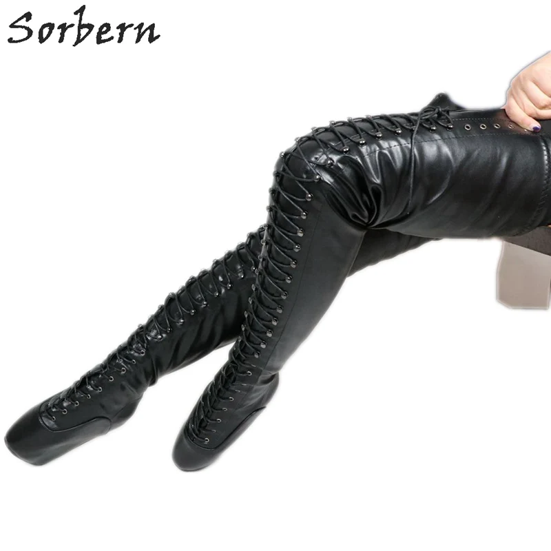 Sorbern/высокие сапоги до бедра, на толстой платформе, в форме копыта, на каблуке 80 см, на шнуровке, в стиле «конь»; сапоги до середины голени на заказ