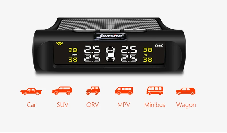 USB или солнечная зарядка автомобиля TPMS система контроля давления в шинах HD цифровой ЖК-дисплей Авто температура сигнализации беспроводной 4 датчика