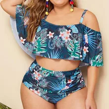 Танкини больших размеров, купальные костюмы для женщин, большой размер, купальный костюм с высокой талией, купальный костюм для девочек из двух предметов, летний купальный костюм