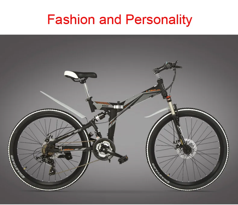 Discount K660M Big Discount, 21 Speeds, 24/26 inches, Folding Bike, Lockable, Full Suspension, Double Disc Brake, Mountain Bike. 2