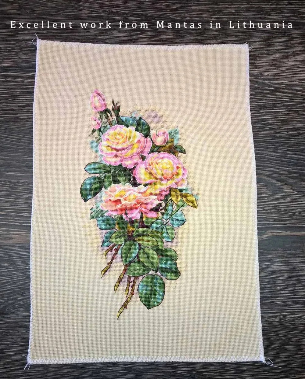 Counted Cross Stitch Kit Reaationary Retro Nostalgic Pink Roses Rose