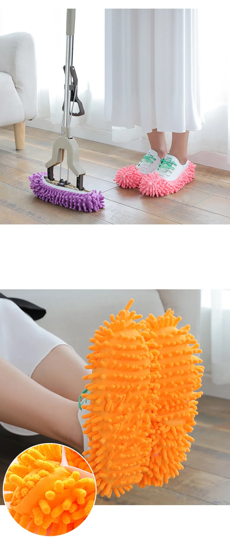 1Pcs Shoes Covers Mop Slipper Lazy House Floor Polishing Cleaning Easy Foot Sock Shoe Cover Mopping Lazy Shoe Cover Blue Purple (1)