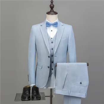

NA45 New Men's Casual Suits Slim Fit Solid Linen Suits Men Top Quality Mens Suits With Pants And Vests Plus Size Tailored Made
