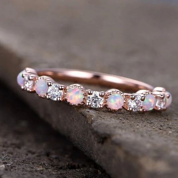 Модное кольцо с опалом для женщин с кубическим цирконием красочный Радужный кристалл Свадебное обручальное кольцо anel ювелирные изделия|Обручальные кольца| | АлиЭкспресс