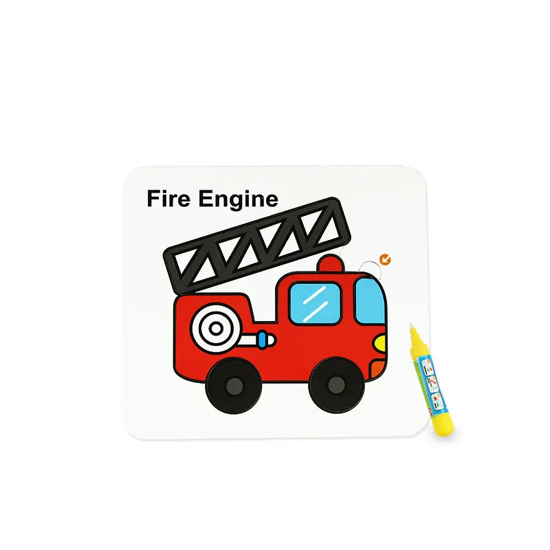 Детская обучающая игрушка нарисованная картина животное/пазл с транспортом Волшебная водная карточка для рисования Пазлы игрушки Детские Обучающие карты детские игрушки - Цвет: Fire Engine