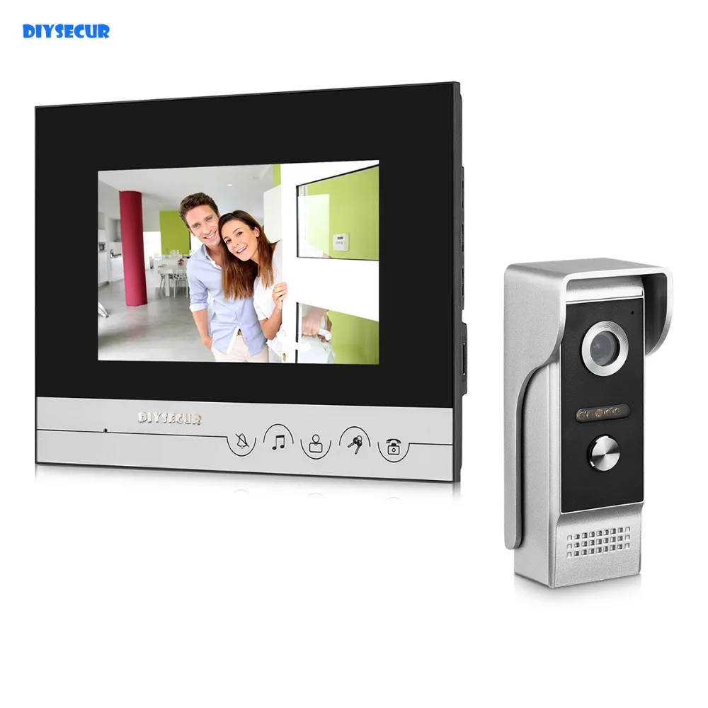 

DIYSECUR 7inch Touch Button Video Intercom Video Door Phone 700TVLine IR Outdoor Camera for Home / Office Security System
