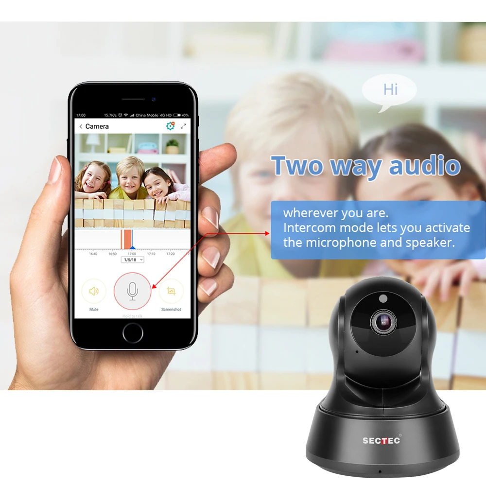 SECTEC 720P облачная Беспроводная ip камера для хранения Wifi домашней безопасности CCTV