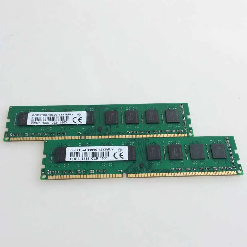 

NEW 2X8GB DDR3 PC3-10600 1333mhz Desktop Memory For AMD Intel Desktop Ram Memory 8G 1333MHZ 240-pin CL9.