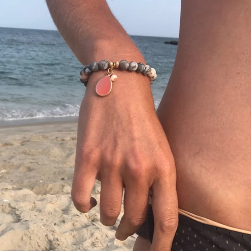 

Woman Bracelet Charm Natural Agates Druzy Stone Beads Elastic Bracelets for Men Women Handmade Jewelry Party Gifts