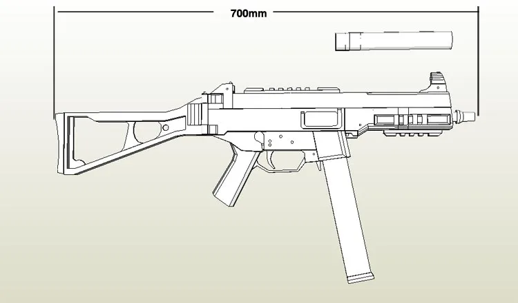 3D Бумага модель UMP Штурмовая винтовка пистолет 1: 1 весы DIY ручной работы Бумага ремесло игрушка