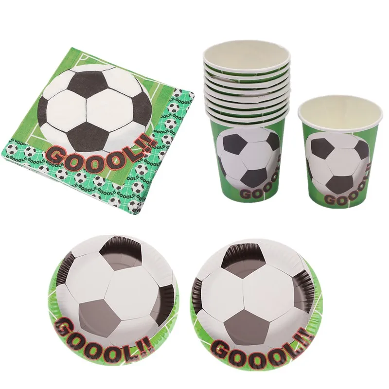

60Pcs Football cartoon Party Decoration Plates Cups Napkins Cover Baby Shower Birthday Decors Kids Party Supplies