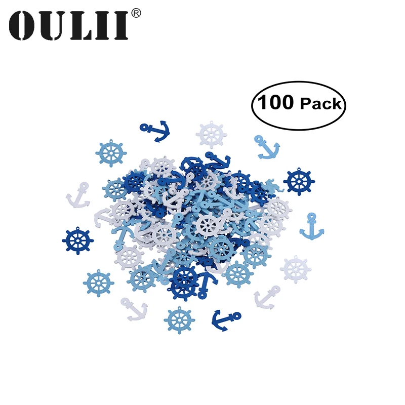 OULII 100 шт. Деревянные Подвески с якорем и рулем для скрапбукинга декоративные