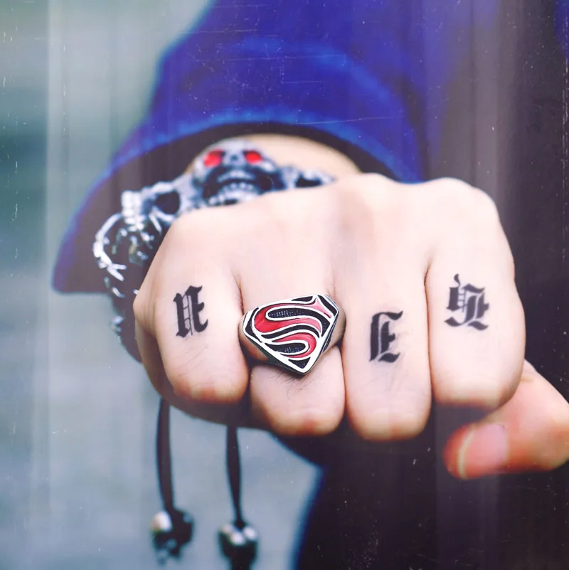 BEIER New Superman S Logo Super Hero Jewelry Stainless Steel Movie Ring Wholesale Factory Price BR8-116B