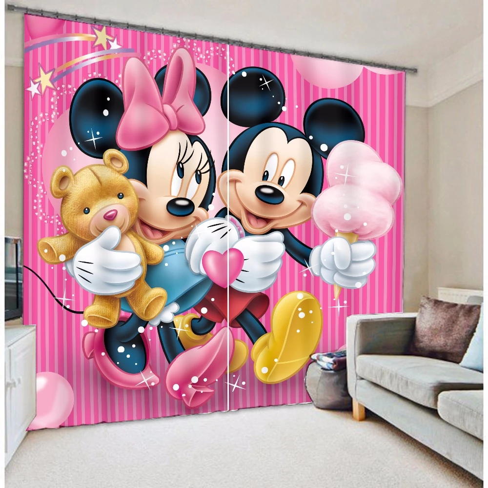 Adorable Mickey Mouse Kids Cartoon Window Designs Curtains 3d For Children Living Room Mouse Painting Curtain Stripmouse Pad For Laptop Aliexpress