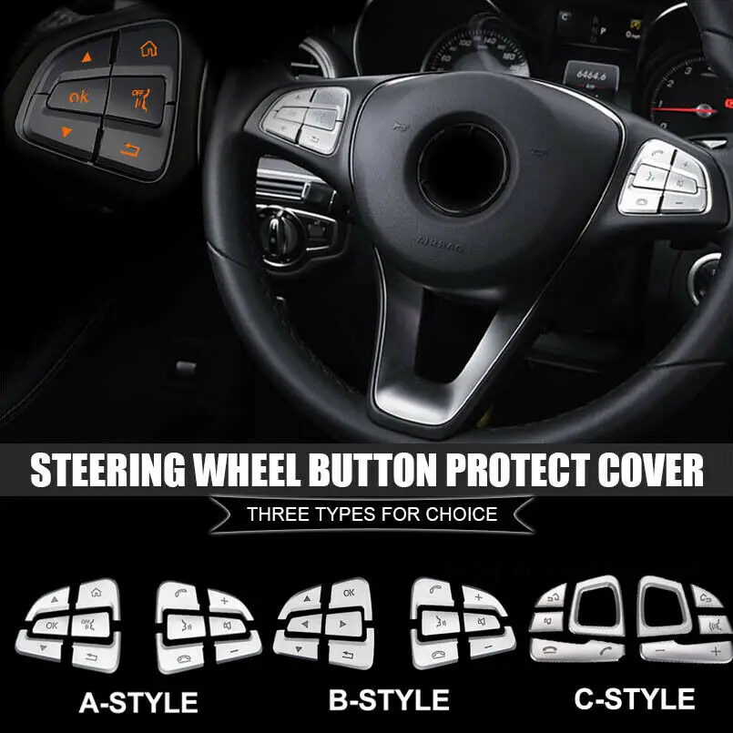 

For Mercedes Benz ABS Electroplating Steering Wheel Button Protect Cover Sticker