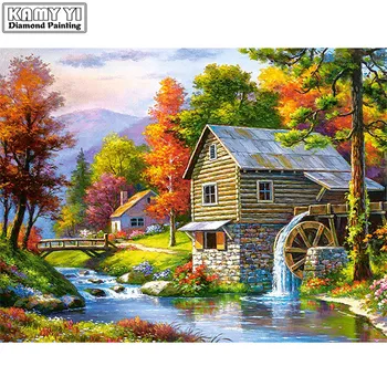 

Diamond Embroidery Landscape Handmade Diamond Painting Village Needlework Mosaic Cross Stitch Home Decor