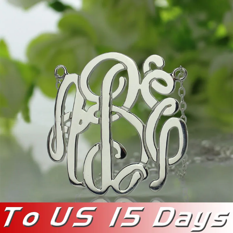 

AILIN Freeshipping--Personalized Monogram Necklace Silver Monogrammed Name Necklace Initial Jewelry