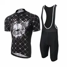 XINTOWN Мужской комплект Джерси для велоспорта с коротким рукавом с 3D мягкий нагрудник шорты черный скелет
