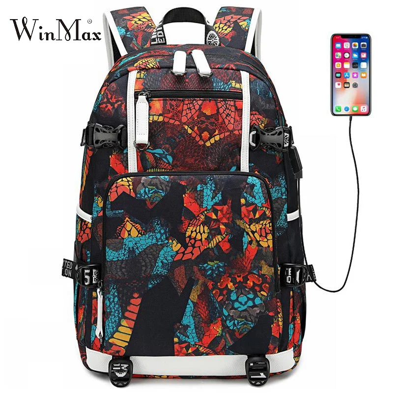 

2019 Graffiti Print School Bags For Boys Teenagers USB Laptop Backpacks Galaxy Large Backpack Student Travel Bag Daypack Mochila