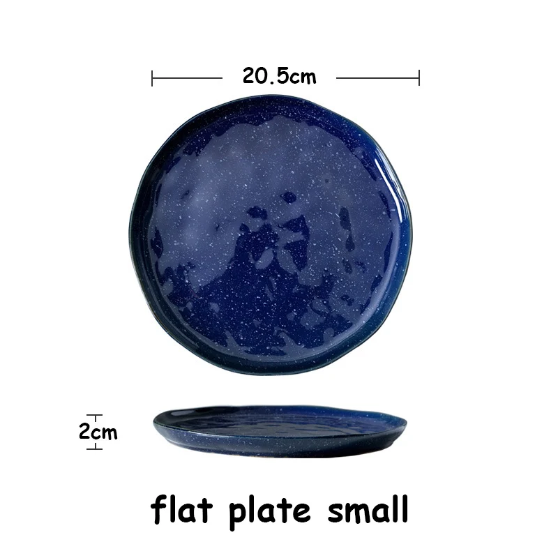 Звездная ночь набор керамической посуды Плоский Поднос кофейная чашка фарфоровая посуда для торта кофейная чайная кружка суп рисовая чаша S чайная k тарелка 1 шт - Цвет: Plate small
