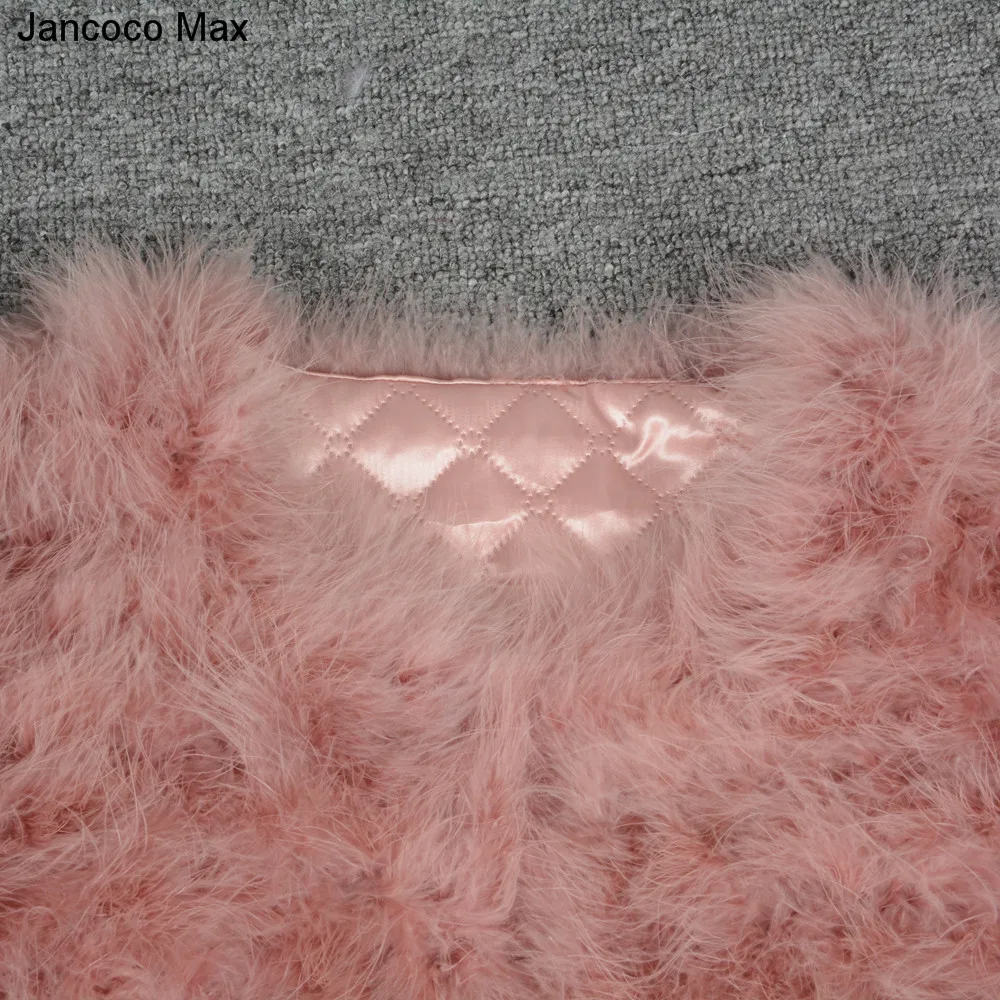 Jancoco Max S1002 Women 2018 Real Fur Coat Genuine Ostrich Feather Fur Winter Jacket Retail / Wholesale Top Quality