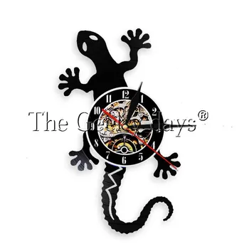 

1Piece Lizard Silhouette Led Night Light Gecko Vinyl Record Clock Silhouette Animal Icon Vintage Modern Handmade Gift