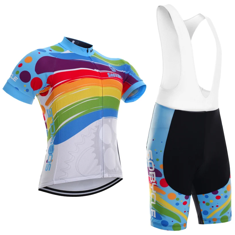

Rainbow sobycle brand team pro cycling jersey 20D gel pad bike shorts set Ropa Ciclismo summer bicycling Maillot wear