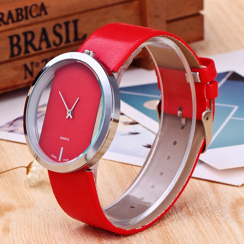 Горячая мода большие военные часы циферблат кварцевые для женщин кожа высокого