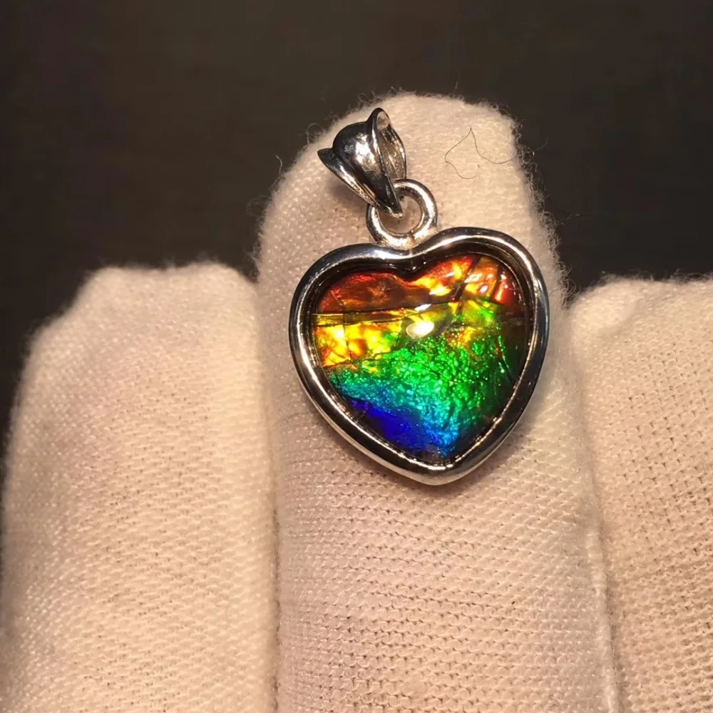 

Fine Jewelry Real 925 Steling Silver s925 100% Natural Ammonite Ammolite Stone Gemstone Female Pendant Necklaces Christmas Gift