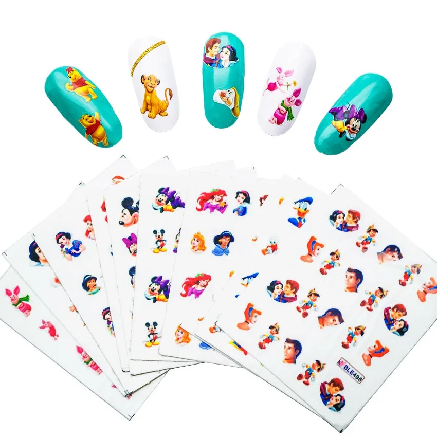 11 листов/партия, наклейки для ногтей, Дисней, Микки Маус, мультфильм, принцесса, наклейки для ногтей, переводная наклейка на ногти ZJT0003