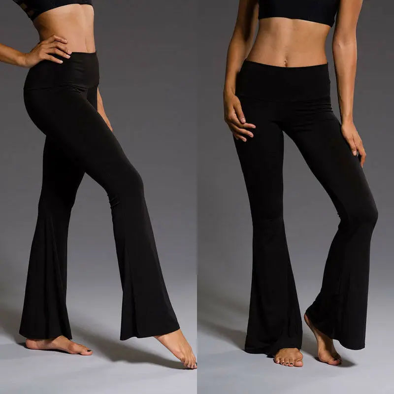 

Women's Trousers Casual High Waist Ladies Wide Leg Flared Stretch Black Trousers Bell Bottom Pants 2019 Summer