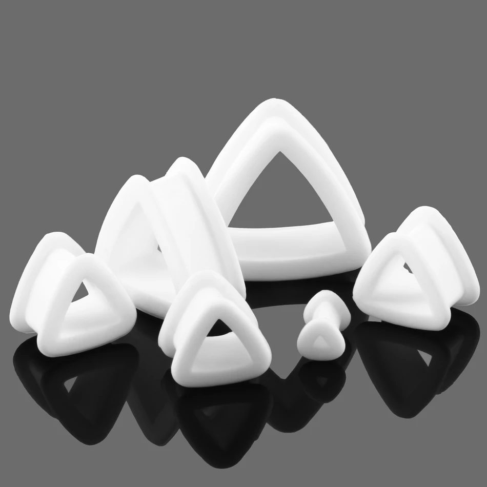 Acrylic Triangle Ear Plug Tunnel Clear White Plastic Expander Stretcher UK
