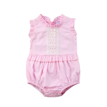 

Newborn Kids Baby Girls Lace Romper Jumpsuit Sunsuit Outfit Clothes Baby Clothes Lucky Child Cotton Lace Romper O-neck Jumpsuit