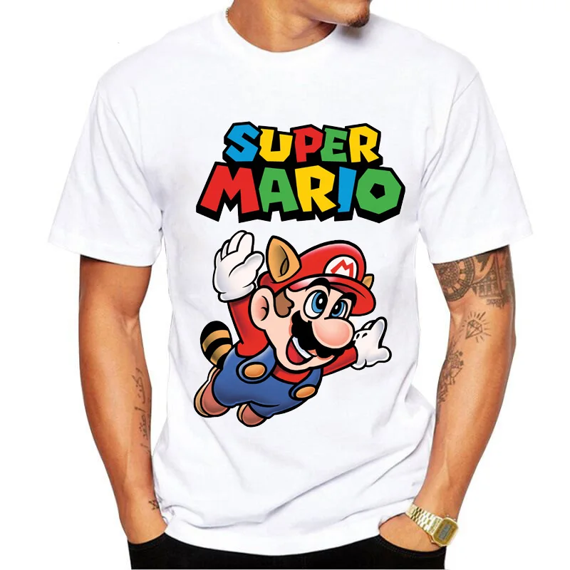 

2019 New Arrivals Super Mario T Shirt Men Printed t-shirt Short Sleeve Casual Basic Tops Cool fighting Mario Tee Shirts Homme