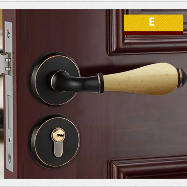 Cerradura de puerta interior mecánica de cobre antiguo negro cerradura