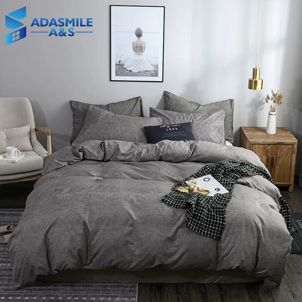 

Nordic Solid Color Bedding Duvet Comforter Cover Set Pillowcase Home Textile Bedclothes Adults Gray Bed Linen Set US Twin Queen