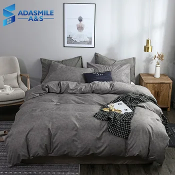 

Nordic Solid Color Bedding Duvet Comforter Cover Set Pillowcase Home Textile Bedclothes Adults Gray Bed Linen Set US Twin Queen