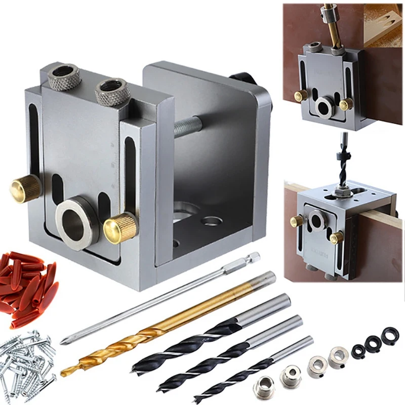 

Pocket Hole Puncher Jig Kit Mini Style Pocket Hole Jig Kit For Wood Working Step Drill Bit Set Woodworking Tools