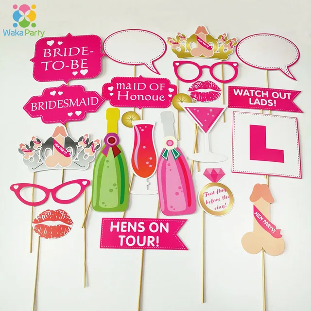 naughty wedding bachelorette party photo booth props diy kit girls