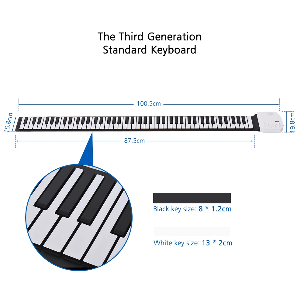Портативная 88 клавишная рулонная фортепианная Гибкая силиконовая электронная фортепианная клавиатура батарея стандартное фортепиано тон для начинающих фортепиано