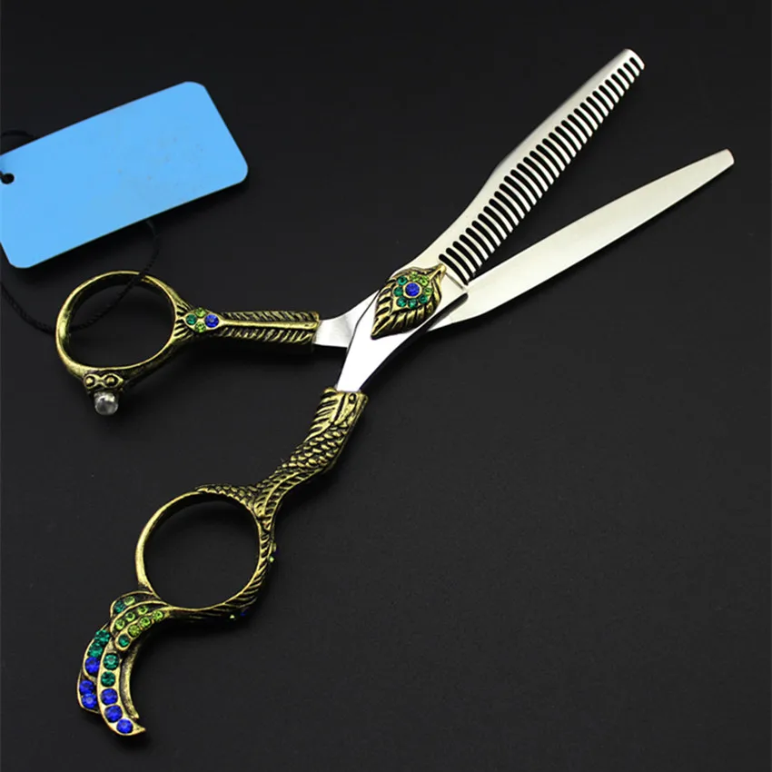 Tesoura de Corte de Cabelo Conjunto de Maquiagem Tesouras do Barbeiro Tesoura de Corte Profissional ''upscale Phenix Alemanha 440c Desbaste Cabeleireiro 6 4 High Quality Beleza e saúde