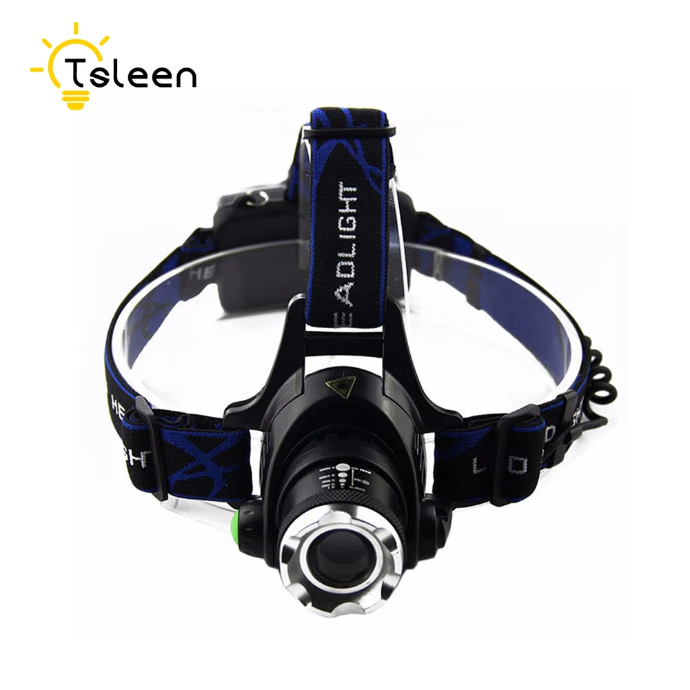 

TSLEEN Free Shipping! LED Frontal Led Headlamp Headlight Flashlight Rechargeable Linternas Torch Build-In Battery Charger