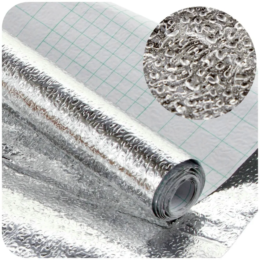 Kitchen Oil-proof Wall Sticker Thicker Aluminum Foil Cupboard Pad Wallpaper Self-adhesive Waterproof Kitchen Wall Stickers #YL Kitchen Oil-proof Wall Sticker Thicker Aluminum Foil Cupboard Pad Wallpaper Self-adhesive Waterproof Kitchen Wall Stickers #YL