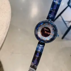 Роскошные Анти выцветания благородный синий браслет-часы для женщин элегантные модные часы браслет кварцевые стеклянные хрустальные