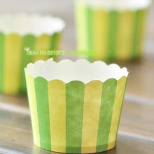Зеленые желтые маленькие Чехлы для кексов чашки, дешевые Маффин, кекс инструменты для украшения форма для выпечки первой необходимости для свадебной вечеринки