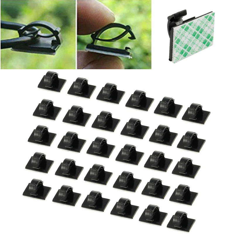 

1set Car interior sticker Plastic Office Car Wire Cord Pasted Flat Cable Holder Tie Clips Fixer Organizer Winder Rectangle Mount