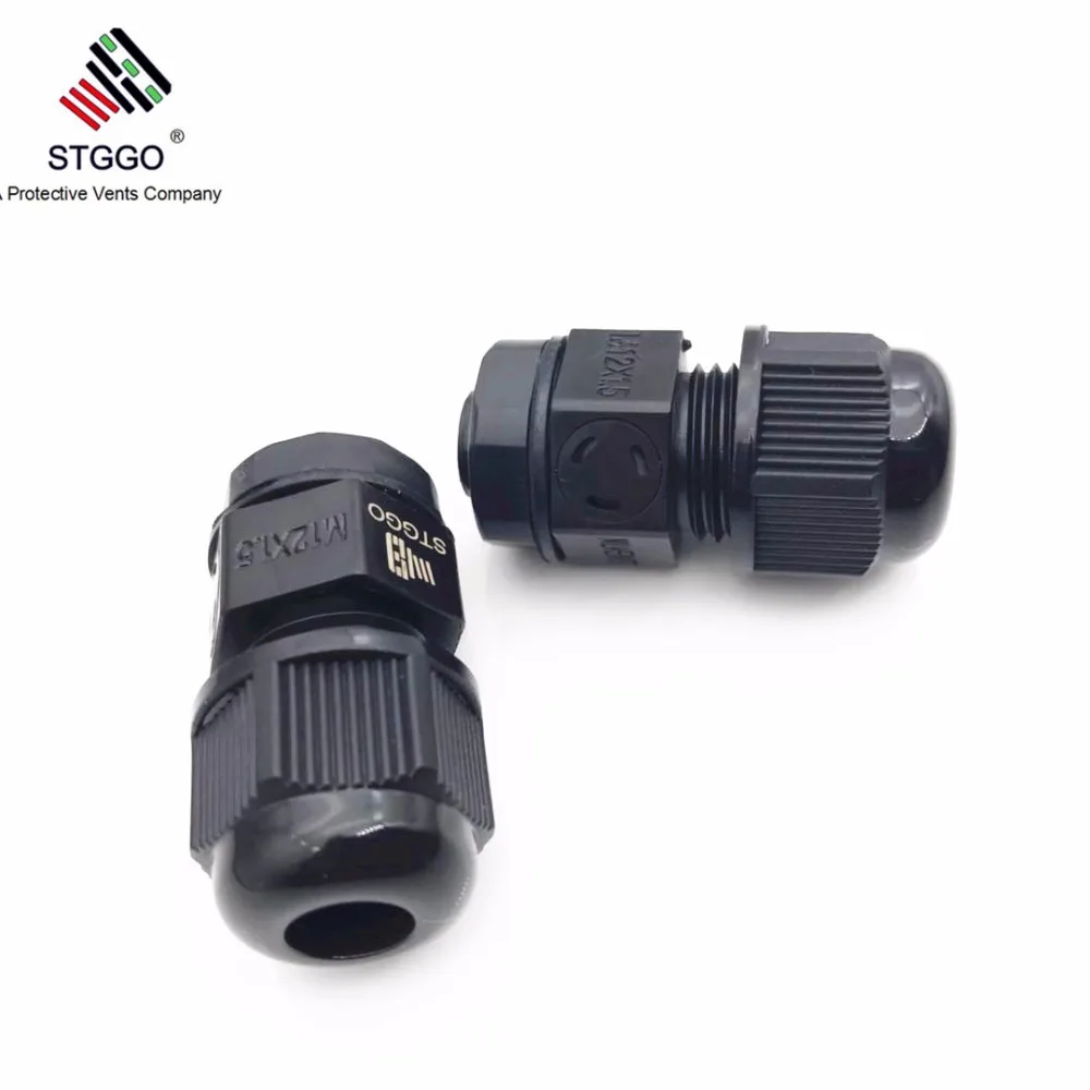 

M12 IP68 Black breather Ventilation Cable Gland with Vent for LED Street Garden Light